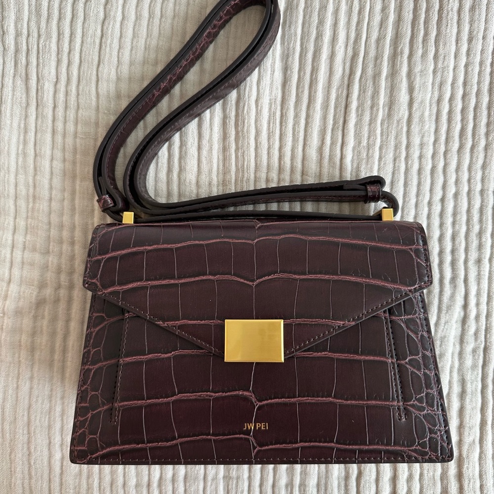 NEW JW Pei Brown Crox Crossbody Bag